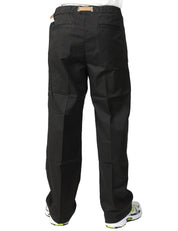 PANTALONE UOMO WHITESAND OLIVER NERO IN COTONE WIDE LEG CON CINTURA REGOLABILE E DOPPIA PINCES