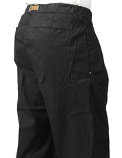 PANTALONE UOMO WHITESAND OLIVER NERO IN COTONE WIDE LEG CON CINTURA REGOLABILE E DOPPIA PINCES