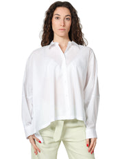 CAMICIA DONNA XACUS BIANCA IN COTONE CON MANICA LUNGA VOLUME OVER