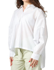 CAMICIA DONNA XACUS BIANCA IN COTONE CON MANICA LUNGA VOLUME OVER