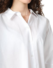 CAMICIA DONNA XACUS BIANCA IN COTONE CON MANICA LUNGA VOLUME OVER