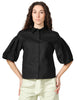 Camicia donna xacus ellery nera con mezze maniche a sbuffo plissettate