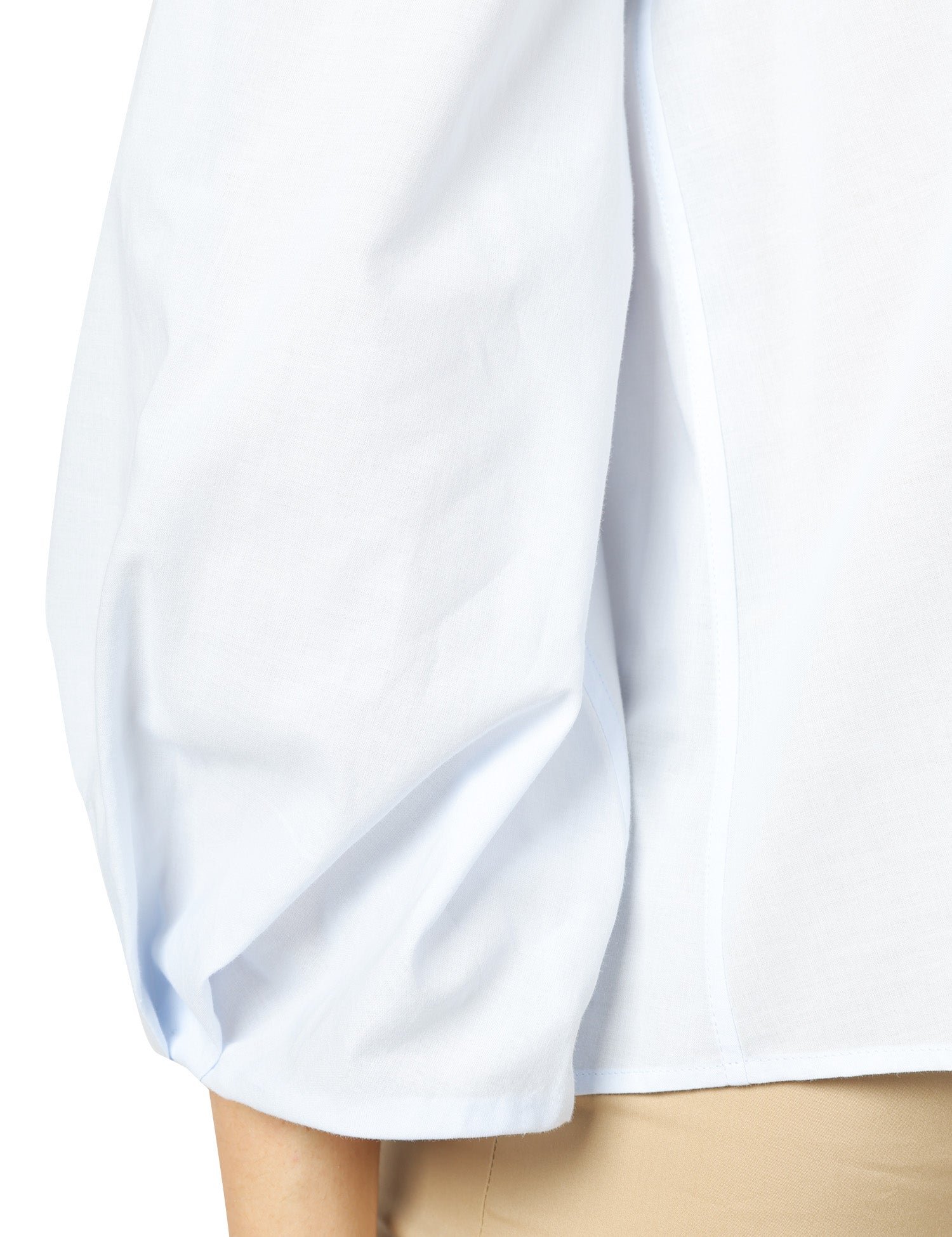 CAMICIA DONNA XACUS MARGOT CELESTE IN COTONE TAGLIO CROPPED MANICA 3/4 CON PIEGHE AL FONDO