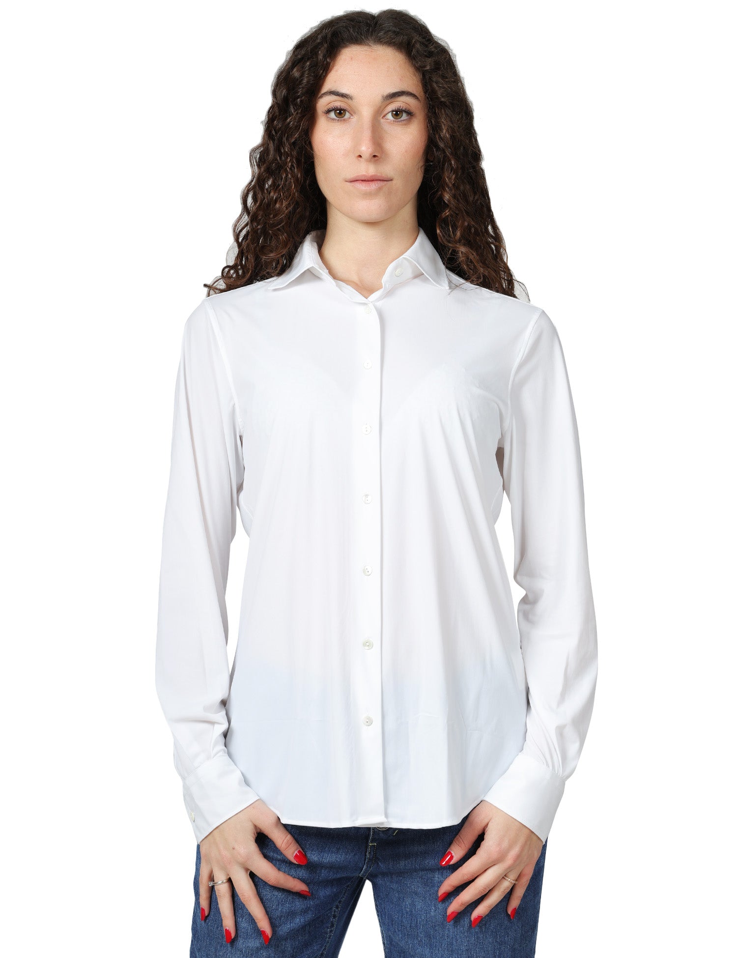CAMICIA DONNA XACUS PINA BIANCA IN TESSUTO ACTIVE