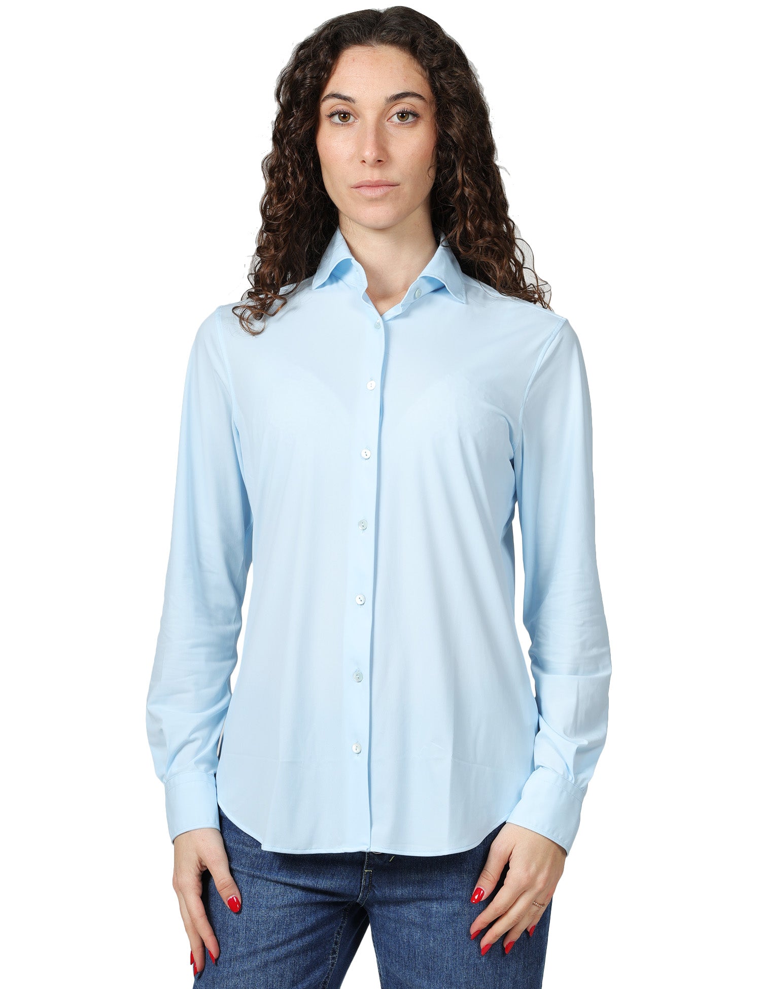 CAMICIA DONNA XACUS PINA CELESTE IN TESSUTO ACTIVE
