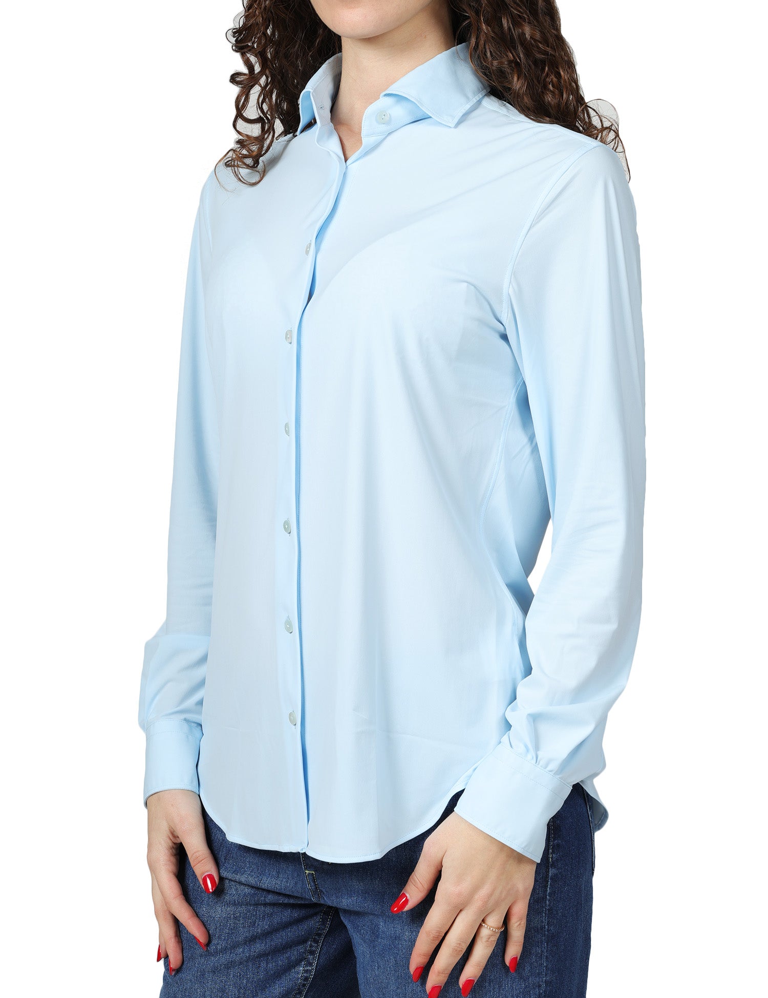 CAMICIA DONNA XACUS PINA CELESTE IN TESSUTO ACTIVE