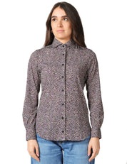 CAMICIA DONNA XACUS PINA MICROFANTASIA A FIORI A MANICHE LUNGHE