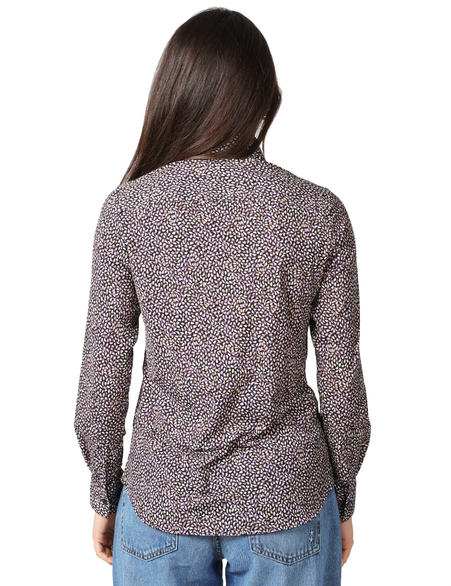 CAMICIA DONNA XACUS PINA MICROFANTASIA A FIORI A MANICHE LUNGHE