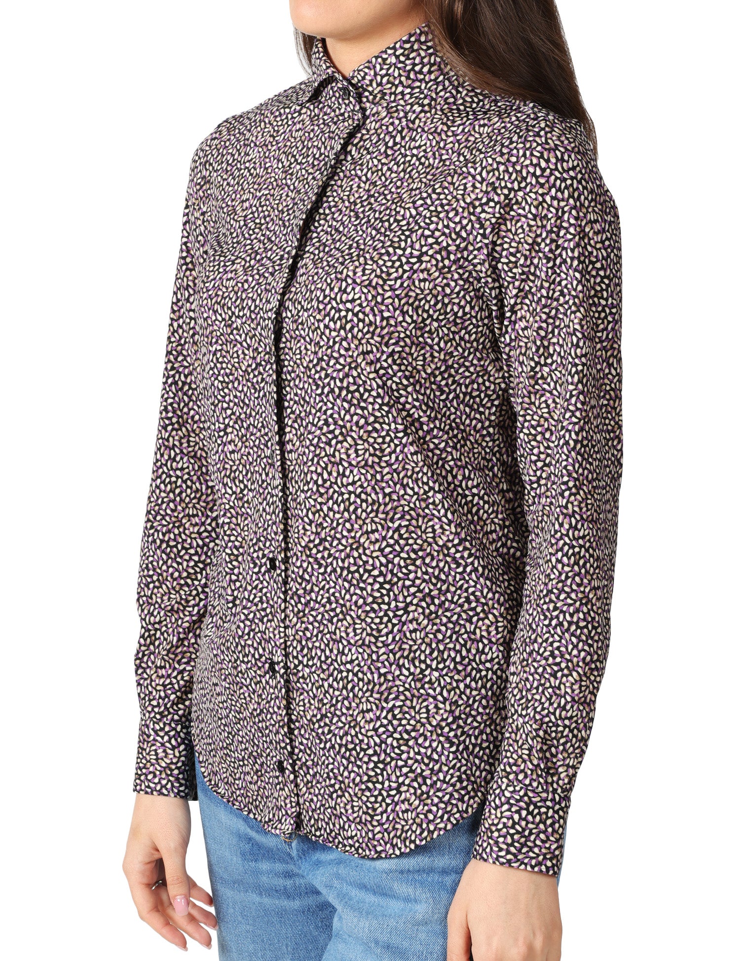 CAMICIA DONNA XACUS PINA MICROFANTASIA A FIORI A MANICHE LUNGHE