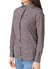 CAMICIA DONNA XACUS PINA MICROFANTASIA A FIORI A MANICHE LUNGHE