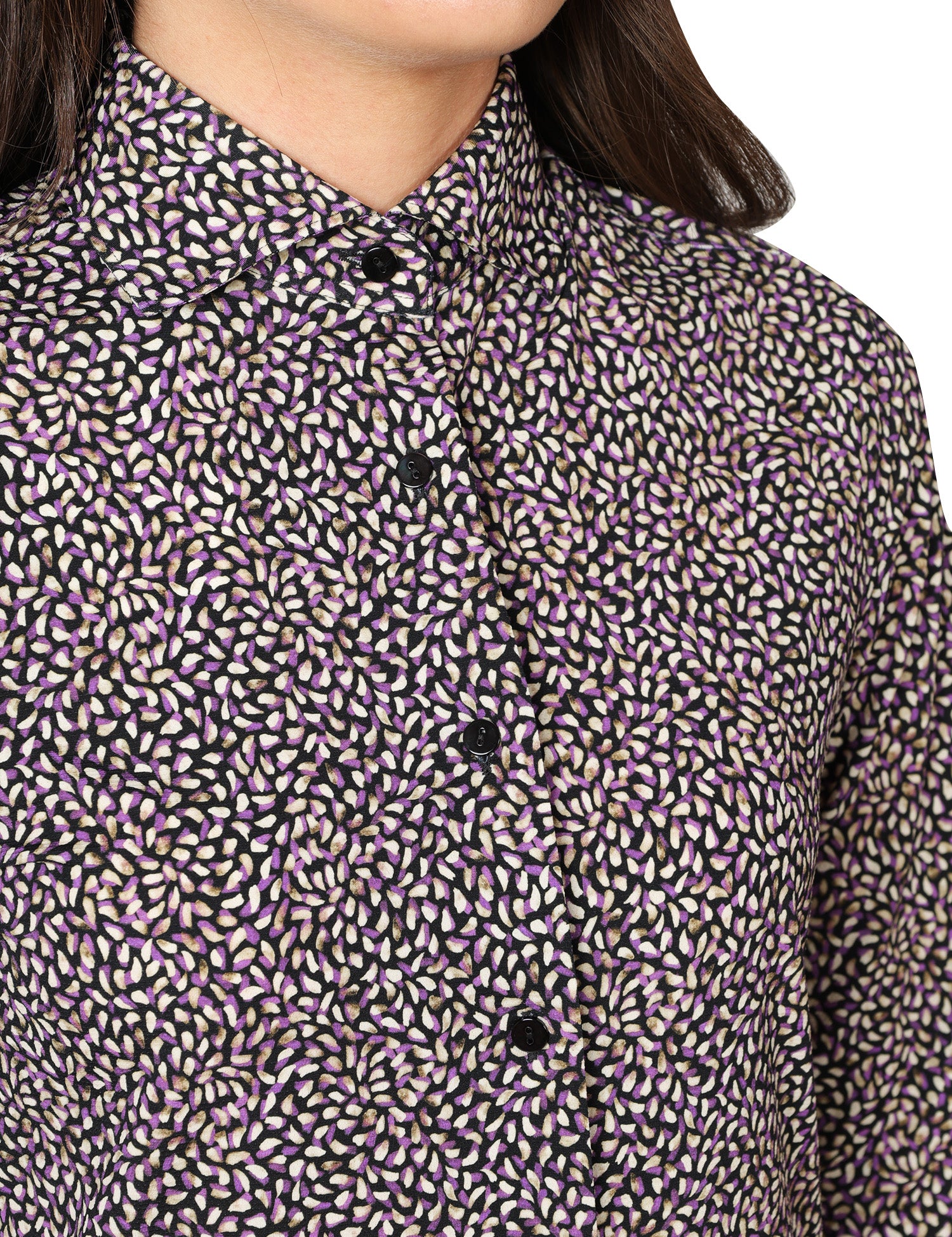CAMICIA DONNA XACUS PINA MICROFANTASIA A FIORI A MANICHE LUNGHE