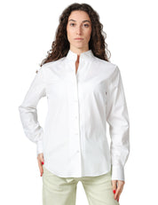 CAMICIA DONNA XACUS SASHA BIANCA IN POPELINE STRETCH CON COLLO IN PIEDI