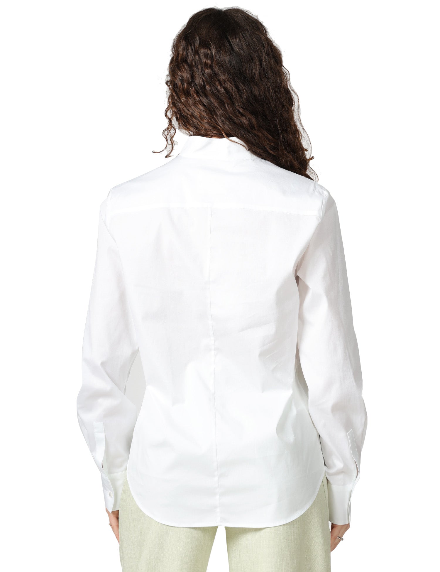 CAMICIA DONNA XACUS SASHA BIANCA IN POPELINE STRETCH CON COLLO IN PIEDI