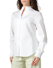 CAMICIA DONNA XACUS SASHA BIANCA IN POPELINE STRETCH CON COLLO IN PIEDI