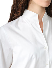 CAMICIA DONNA XACUS SASHA BIANCA IN POPELINE STRETCH CON COLLO IN PIEDI
