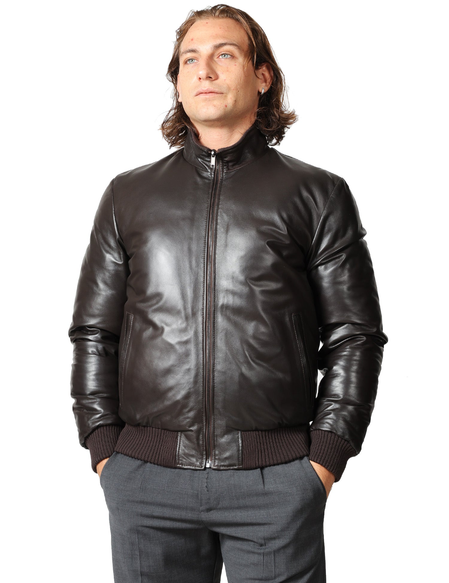 BOMBER UOMO D FOUR TESTA DI MORO IN NAPPA CON ZIP
