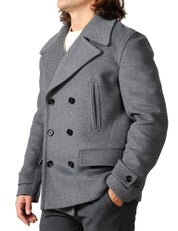 CAPPOTTO UOMO DONDUP GRIGIO DOPPIOPETTO IN VELOUR MISTO LANA