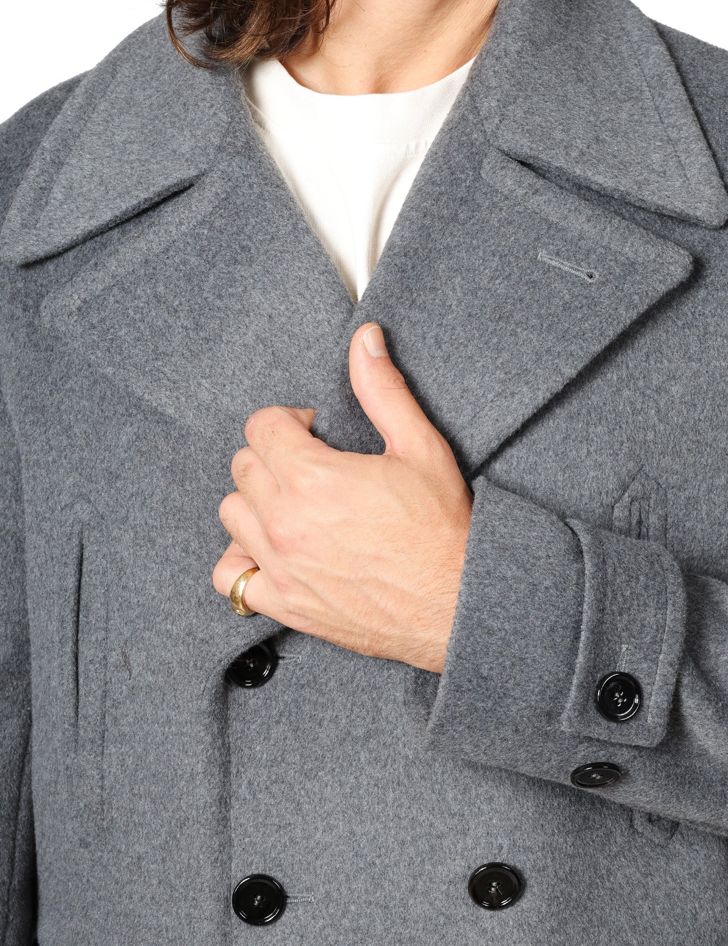 CAPPOTTO UOMO DONDUP GRIGIO DOPPIOPETTO IN VELOUR MISTO LANA