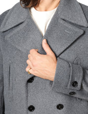 CAPPOTTO UOMO DONDUP GRIGIO DOPPIOPETTO IN VELOUR MISTO LANA