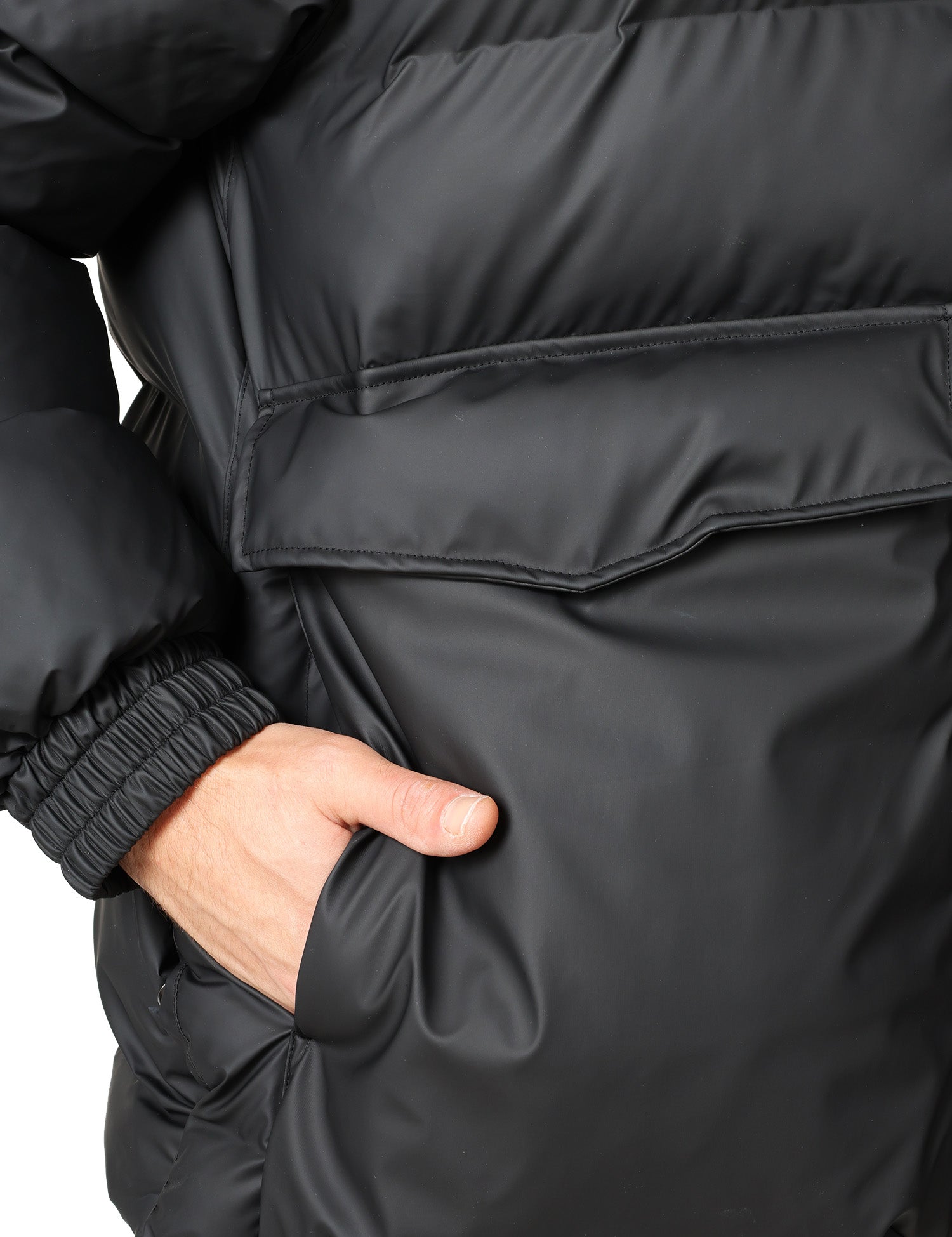 GIUBBOTTO UOMO RAINS ALTA A-LINE PUFFER W JACKET NERO A TRAPEZIO IMPERMEABILE CON CAPPUCCIO