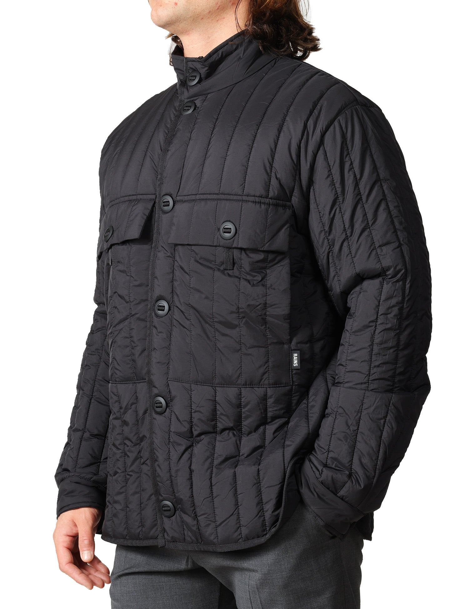 GIUBBOTTO UOMO RAIND BANJA LINER POCKET NERO CON TRAMA TRAPUNTATA E MAXI TASCHE APPLICATE