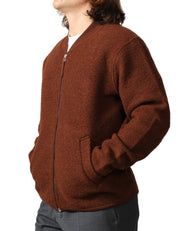 BOMBER UOMO UNIVERSAL WORKS CACAO IN PILE DI LANA CON ZIP