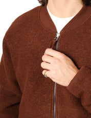 BOMBER UOMO UNIVERSAL WORKS CACAO IN PILE DI LANA CON ZIP