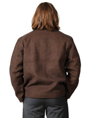 GIACCA UOMO UNIVERSAL WORKS FRANK JACKET BLU/MORO IN TWEE CON COLLETTO E BOTTONI