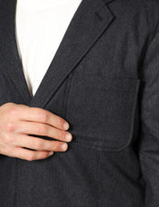 GIACCA UOMO UNIVERSAL WORKS CHARCOAL MONOPETTO CON TASCHE APPLICATE