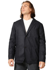 GIACCA UOMO UNIVERSAL WORKS CHARCOAL MONOPETTO CON TASCHE APPLICATE