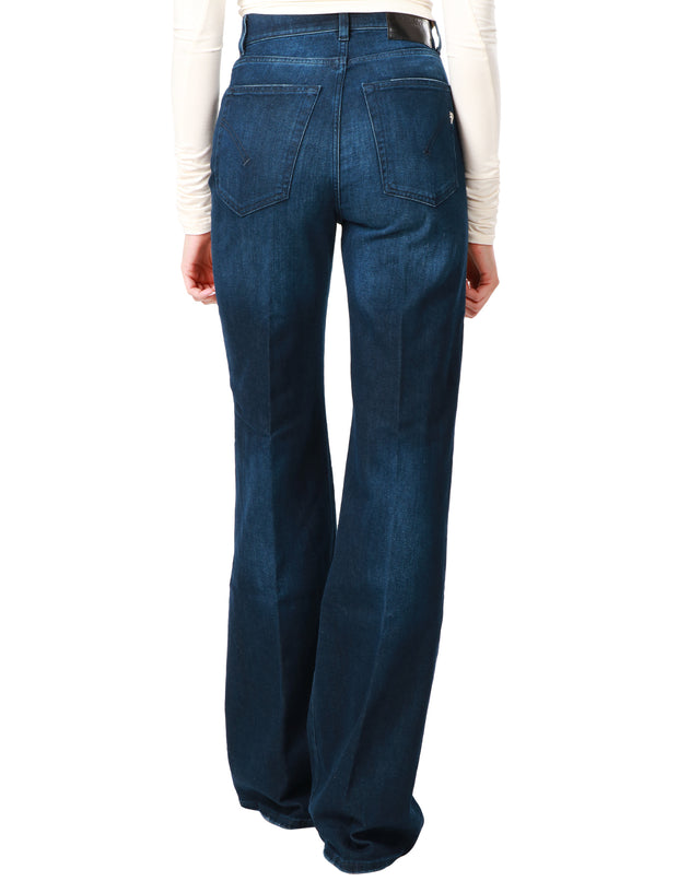 Jeans wide leg in denim stretch