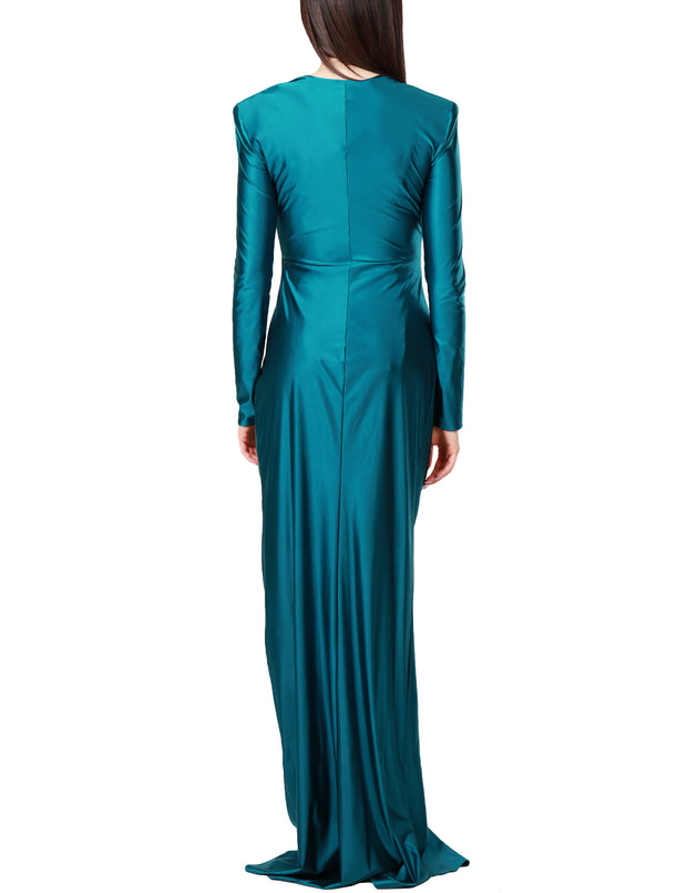 Abito red carpet in lycra con perle