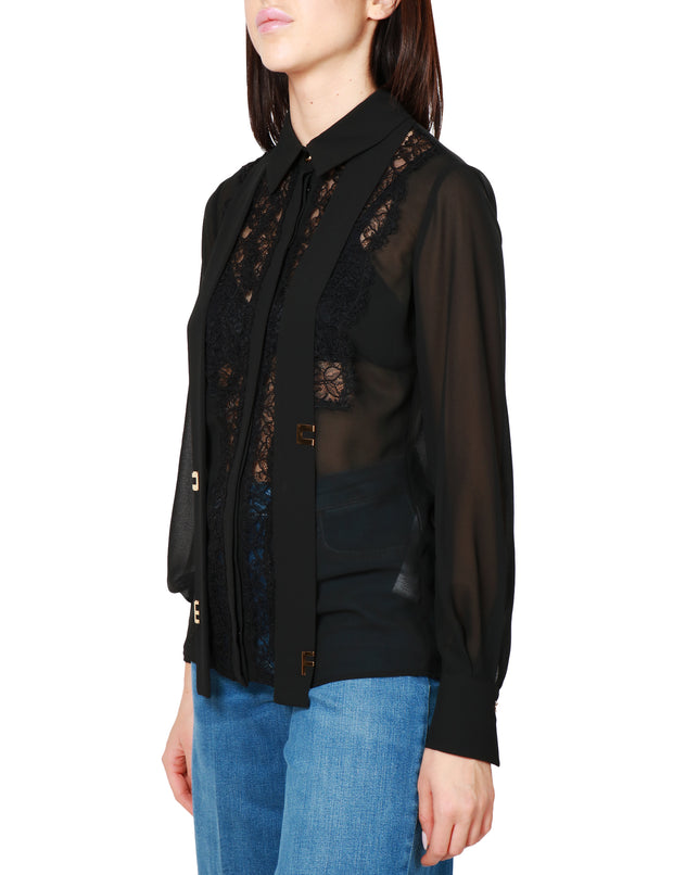 Camicia in georgette con pizzo