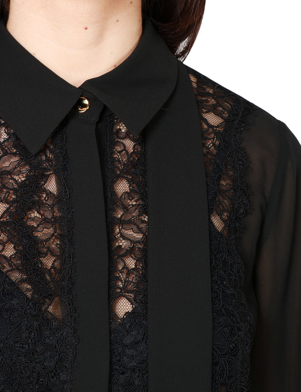 Camicia in georgette con pizzo