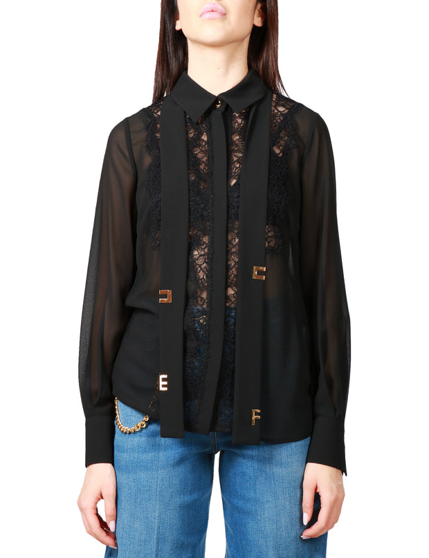 Camicia in georgette con pizzo