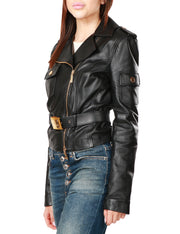 Chiodo crop in pelle