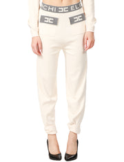 Pantalone jogger in maglia con inserti logati