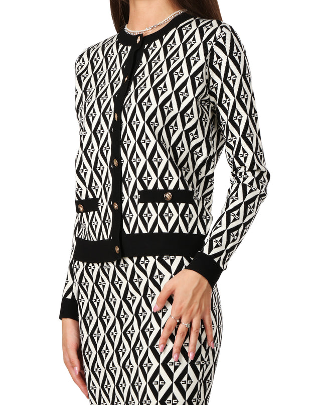 Cardigan in maglia motivo rombi