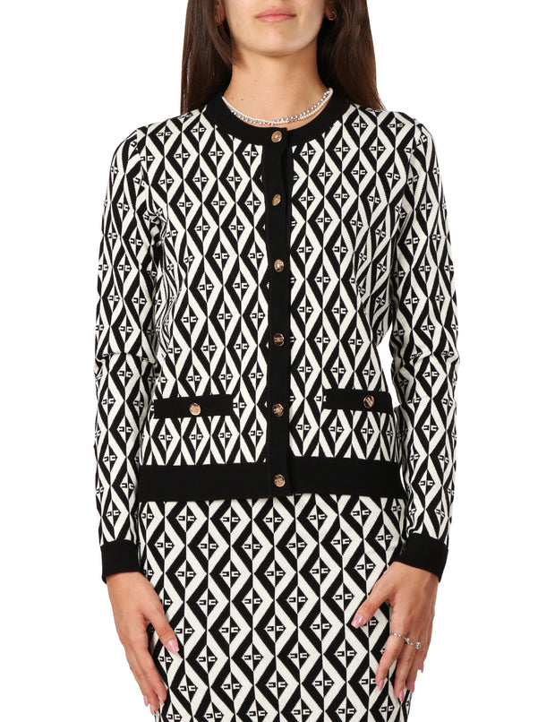 Cardigan in maglia motivo rombi