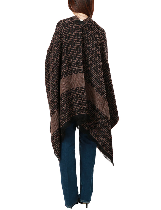 Mantella in lana jacquard con logo