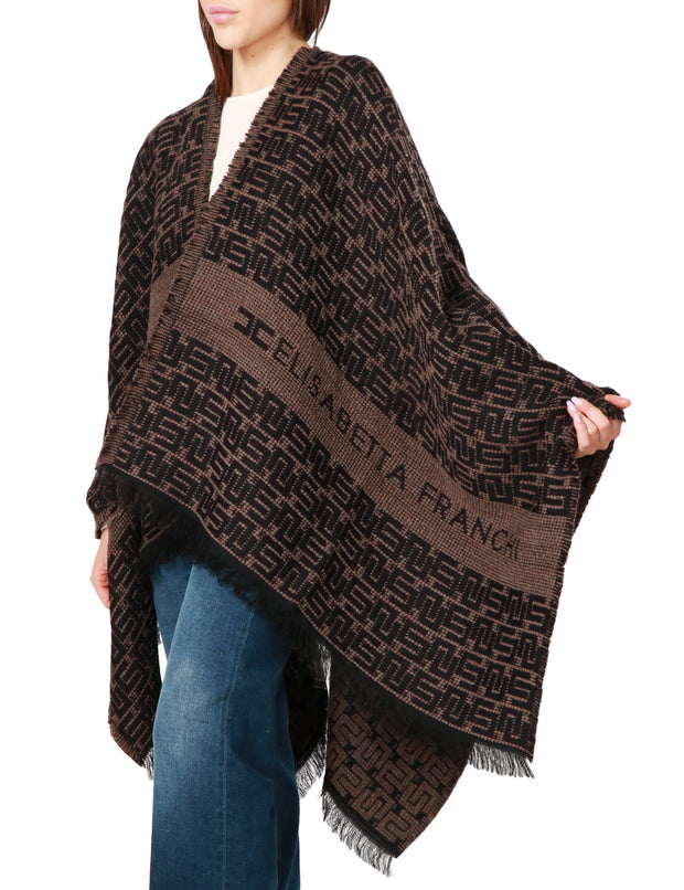 Mantella in lana jacquard con logo