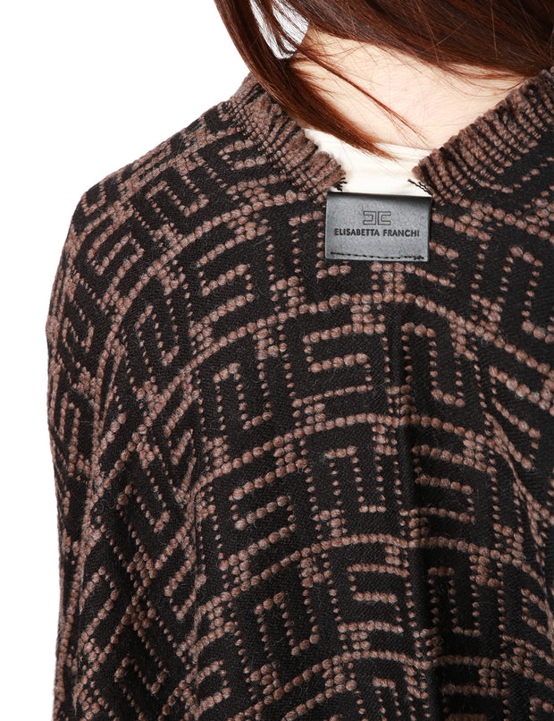 Mantella in lana jacquard con logo