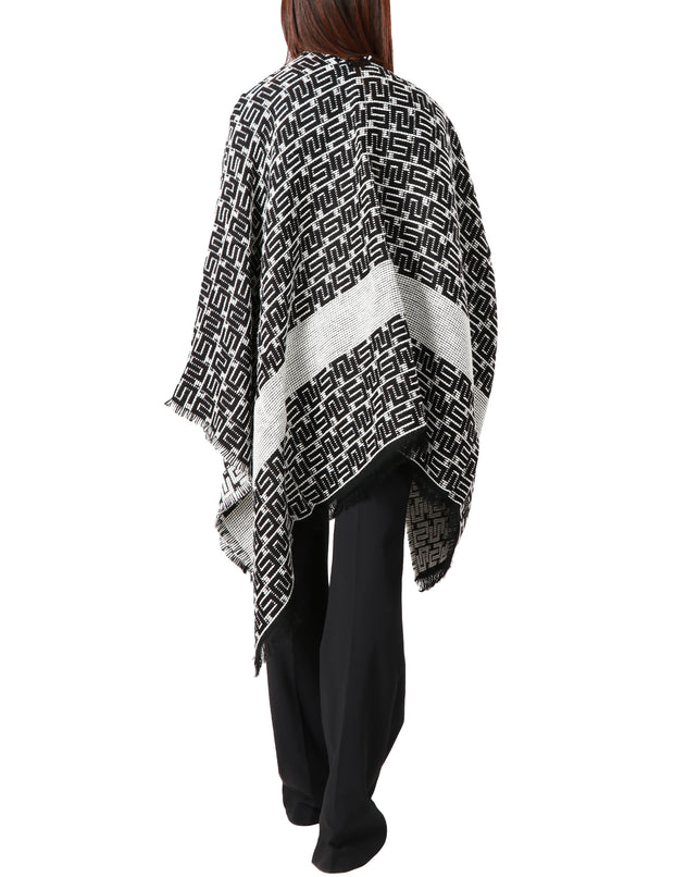 Mantella in lana jacquard con logo