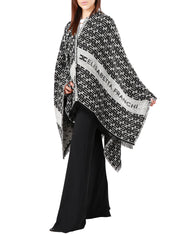 Mantella in lana jacquard con logo