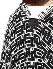 Mantella in lana jacquard con logo