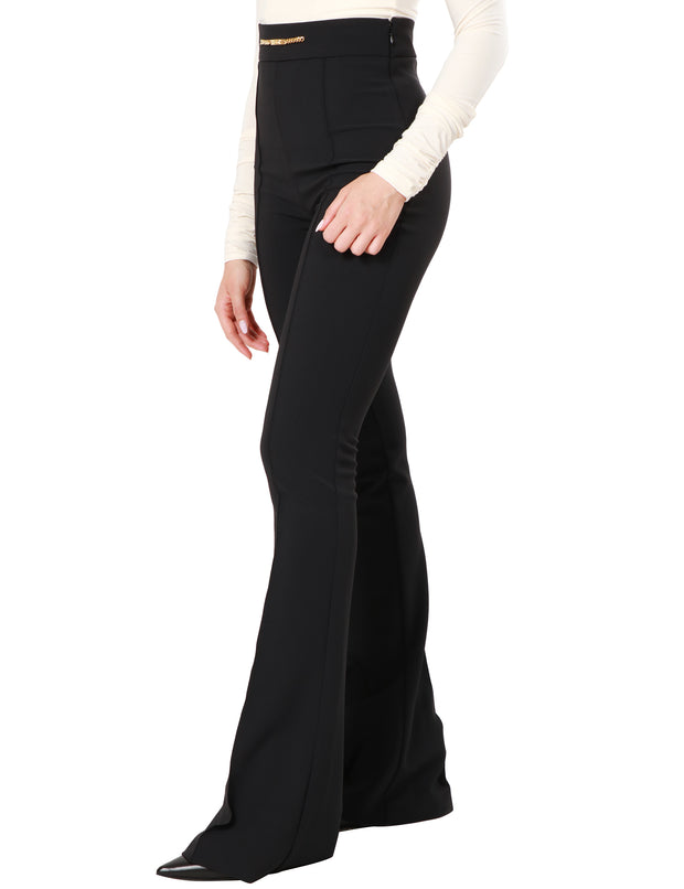 Pantalone zampa in crêpe con morsetto