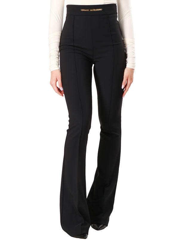 Pantalone zampa in crêpe con morsetto