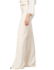 Pantalone palazzo in crêpe con morsetti