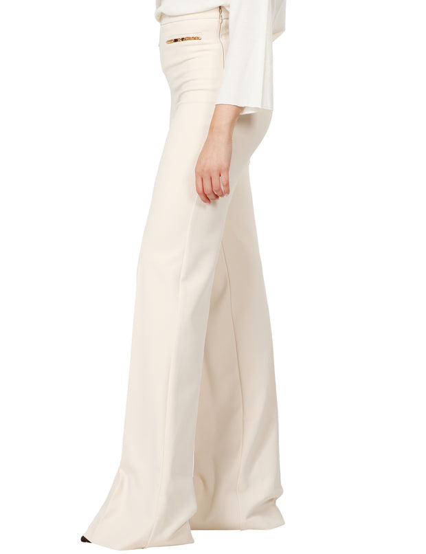 Pantalone palazzo in crêpe con morsetti