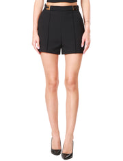 Short in crêpe con placche logo